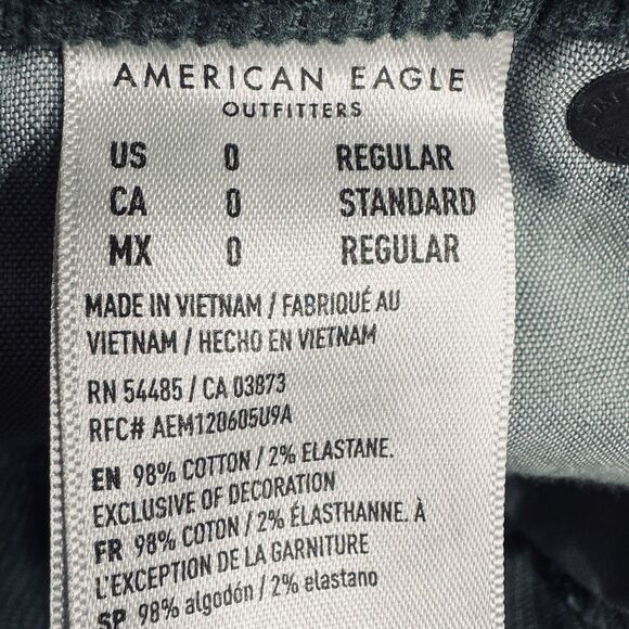 American Eagle Mom Corduroy Pants 0 (24x26.4) Green Tapered High Waist Womens - Picture 5 of 10